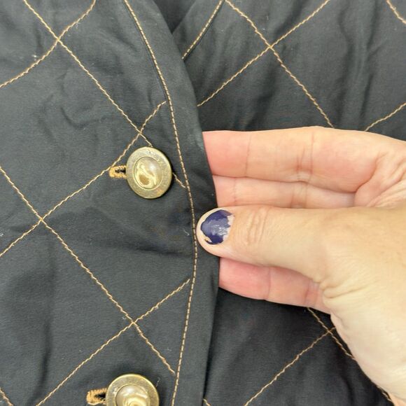 Vtg Hunt Club Silk Quilted Vest Womens Large Black Equestrian Barn Chore Preppy - Picture 6 of 15